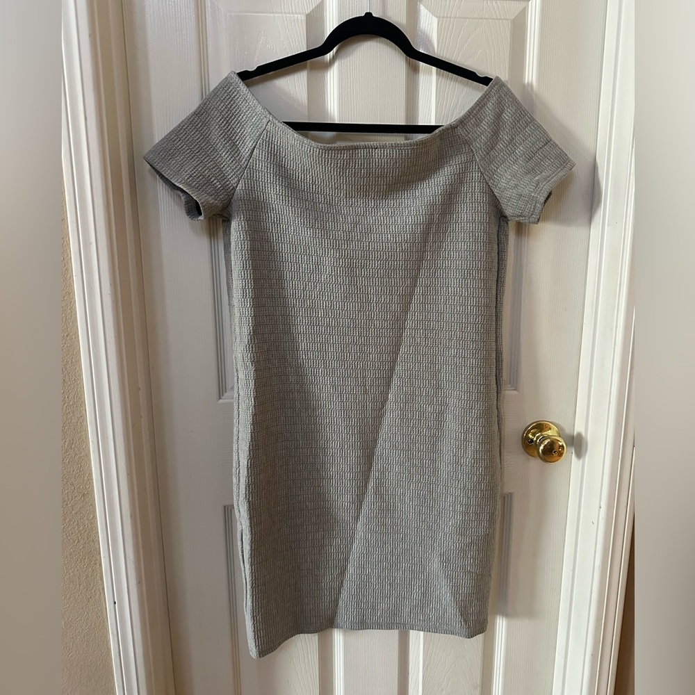 Topshop Maternity Off The Shoulder Grey BodyCon Mini Dress